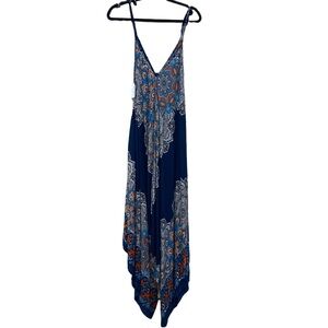 Kathmandu Imports Mandala Harem Jumpsuit One Size Teal Orange Adjustable Straps